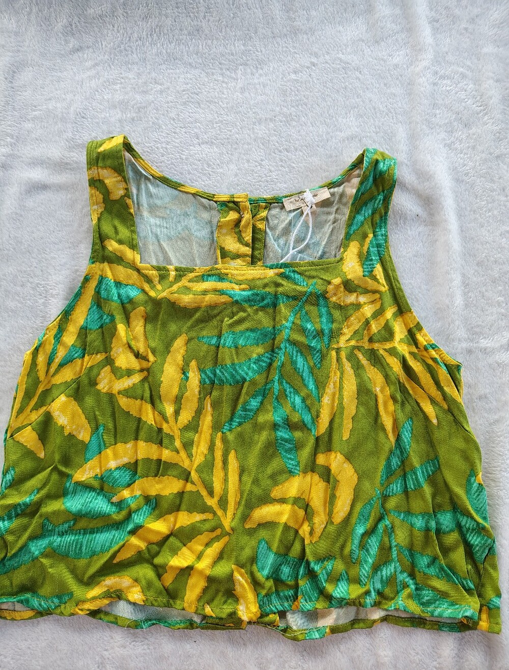 Haute Hippie Green and Yellow Tropical Print Blouse